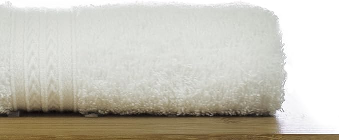 Eco Cotton Washcloths - White - Dobby Border - Set of 12