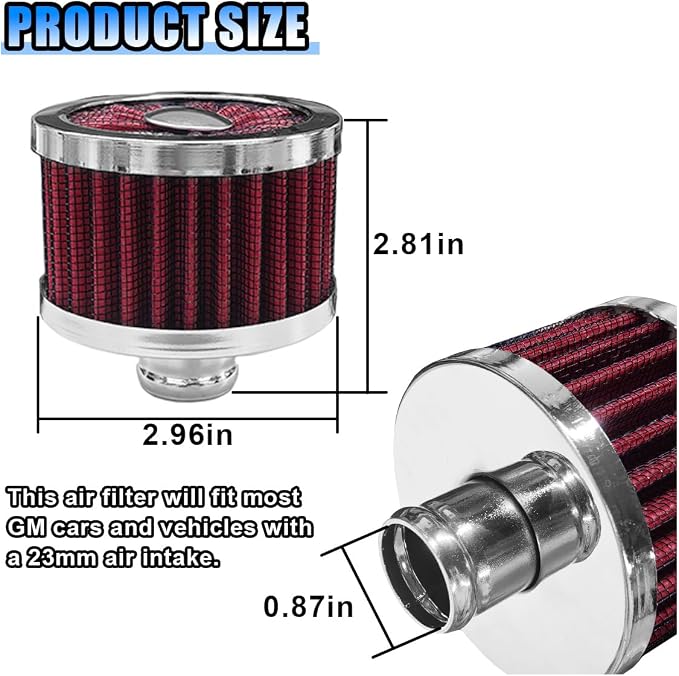 23mm Car Air Filter, 0.9'' High Flow Vent Valve Cover, Breather Filter - Image 2