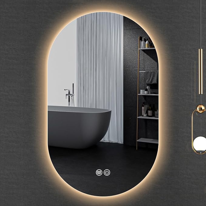 Irregular Bathroom Mirror with 3 Colour LED Light, Wall Mounted Makeup Mirror by YUGXTH