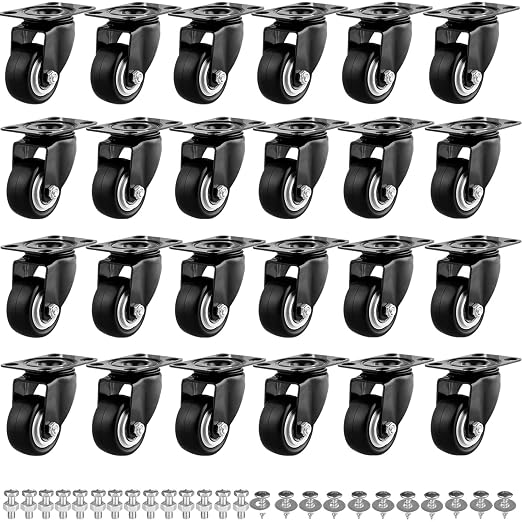 1.5" Casters Set of 24 Heavy-Duty Industrial Caster Wheels Double Ball Bearing by GcFoir