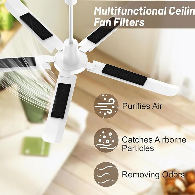 10 Pack Ceiling Fan Blade Air Purifier Pads, Self Adhesive Activated Carbon - Image 8