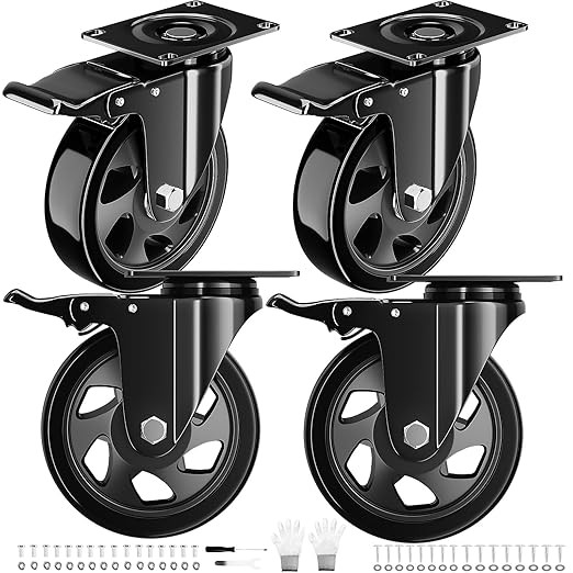 4 Inch Caster Wheels Heavy Duty 2200Lbs, Casters Set of 4 by WOZESEIK