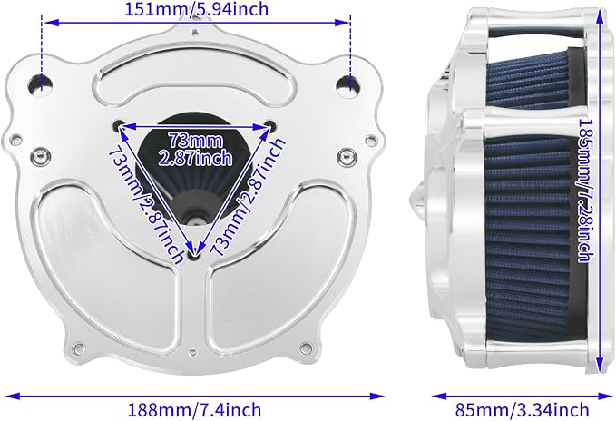 HDBUBALUS Motorcycle Air Filter Air Cleaner Intake System Cleaner Fit - Image 5