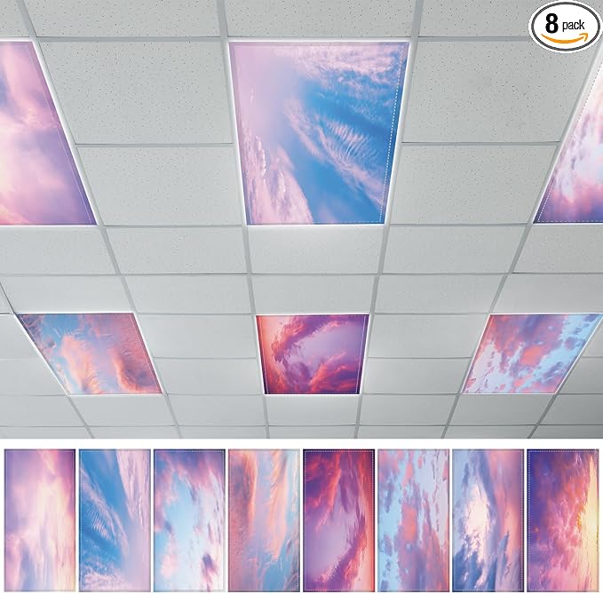 QOUBAI 8PCS Fluorescent Light Covers, 4x2 Feet Magnetic Light Cover Fluorescent by QOUBAI