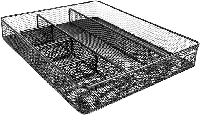 Amazon Basics Mesh Drawer Organizer, Black, Pack of 4