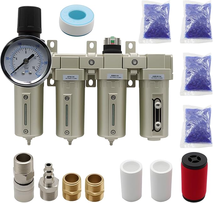 1/2" & 3/4" NPT Industrial Grade 4 Stage Gas Drying System, Coalescing Filter by Jecoupoon