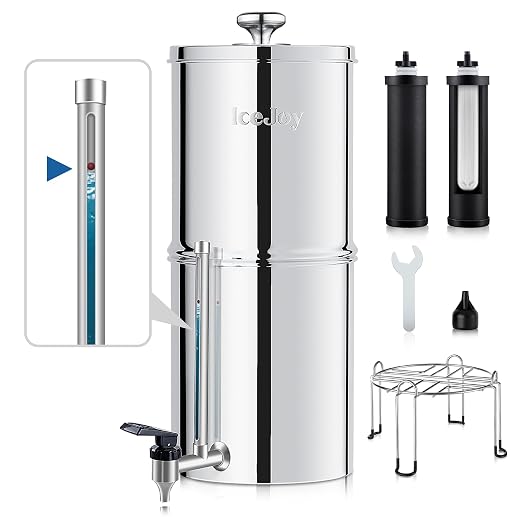 IceJoy Ultra-Filtration Gravity Water Filter System, Stainless Steel Countertop by IceJoy