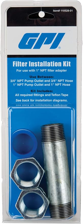 GPI Filter Adapter Installation Kit, 3/4 inch x 4 inch Pipe Nipple, 2 Pipe - Image 2