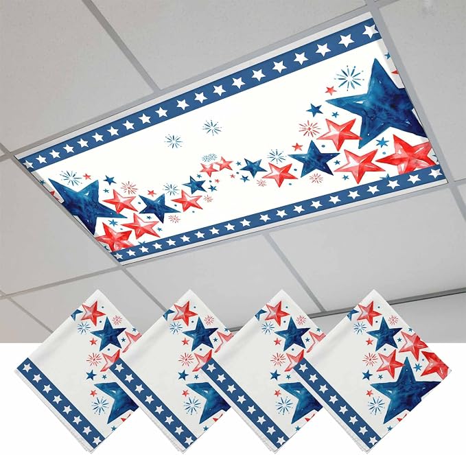 Independence Day Fluorescent Light Covers 4 Pack Five-Pointed Star Frame by Unknown