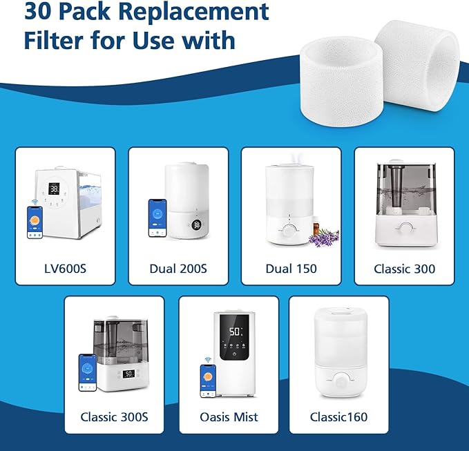 30-Pack Top Fill Humidifier Replacement Filters - Image 2