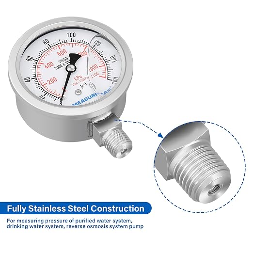 MEASUREMAN Fully Stainless Steel Hydraulic Glycerin Filled Pressure Gauge - Image 5