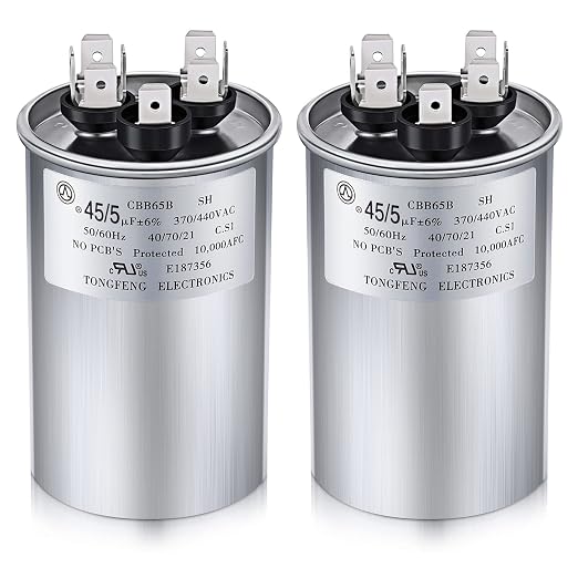 Frienda 2 Pcs 45+5 MFD 45/5 uf ±6% 370V or 440V VAC Dual Run Round Capacitor by Frienda