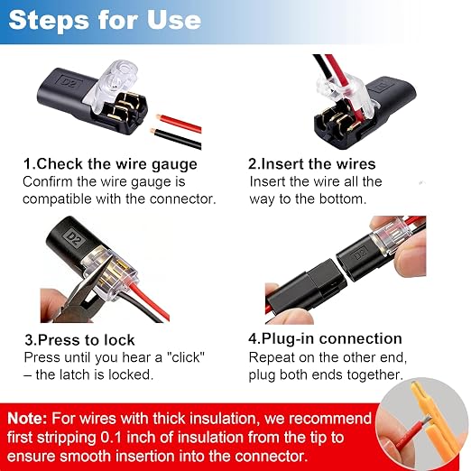 100PCS Double Wire Plug in Connector, No Stripping Lock Strip Connector - Image 7
