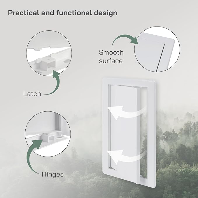 Vent Systems White ABS Plastic Access Panel 6 x 12 Inch (Opening) - Access Door for Drywall, Wall, Ceiling - Electrical, Plumbing Service Wall Hole Cover - Inspection Door - 6.6 x 12.6 Inch (Outer)