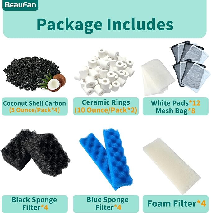 38 Pack Filter Media Kit for Fluval 406/407 Canister Filters, Replacement Bio - Image 3