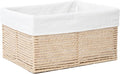 GYASVWU Hand-Woven Paper Rope Storage Baskets,Rectangular Wicker Baskets for Organizing,Decorative Woven Basket for Storage,Shelf Basket for Living Room,Storage Baskets for Pantry (Beige - Large)