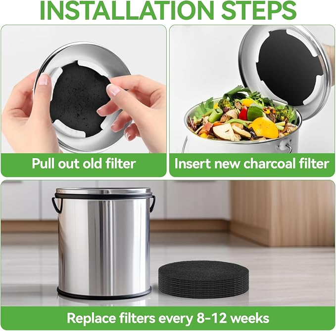 10PCS Compost Bin Charcoal Filters- 6.7inch Activated Carbon Filters，Round - Image 5