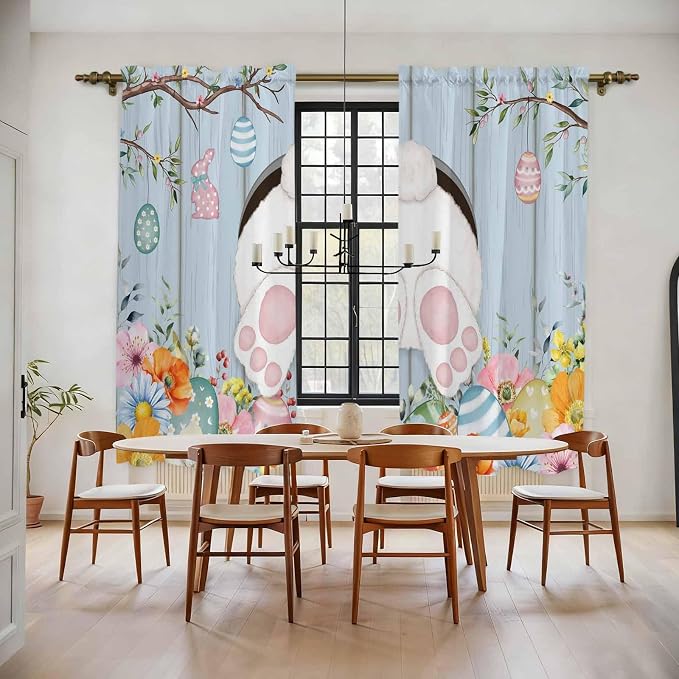 Easter Window Curtains 72 Inch Long 2 Panel Set, Rod Pocket Long Curtains & by Unknown