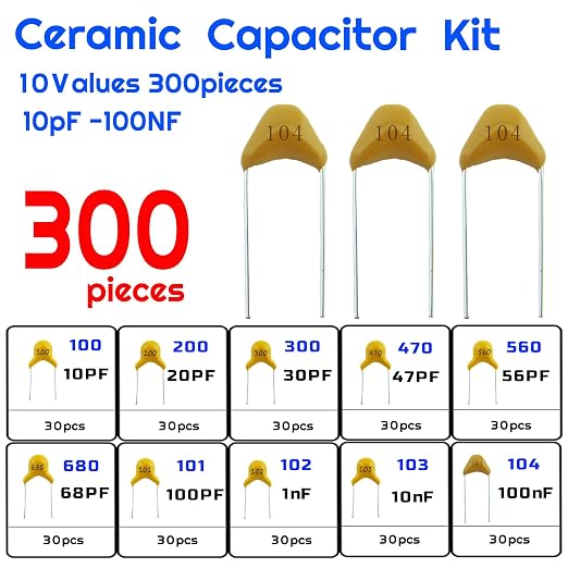 10 Values 300pcs Monolithic Ceramic Capacitor Assortment Kit 10pF 20pF 30pF - Image 2