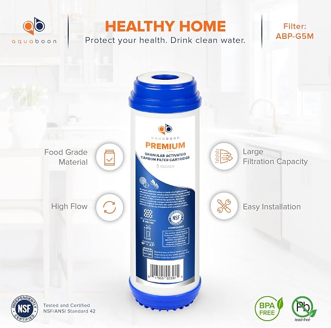 Aquaboon 5 Micron 10 x 2.5 Premium Granular Activated Carbon Water Filter - Image 4