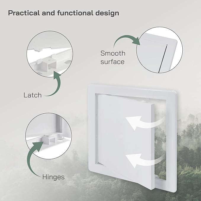 Vent Systems 8x8 Access Panel - Easy Access Doors - ABS Plastic - Access Panel for Drywall, Wall and Ceiling Electrical and Plumbing Service Door Cover - Exterior Dimensions 8.7x8.7 Inches