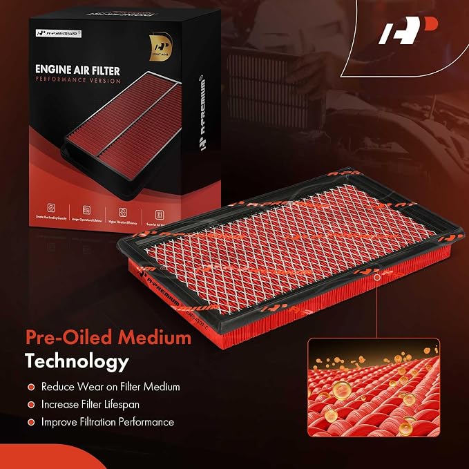 A-Premium High-performance, Pre-oiled Engine Air Filter Compatible - Image 5