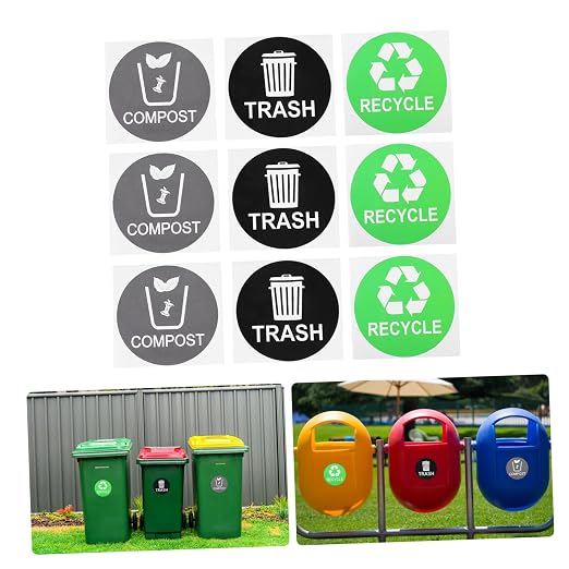 9pcs Trash Can Classification Stickers Self-Adhesive Recycling Decals - Image 5