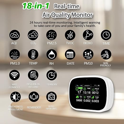 Smart Air Quality Monitor Indoor, WiFi Air Quality Tester - Image 2