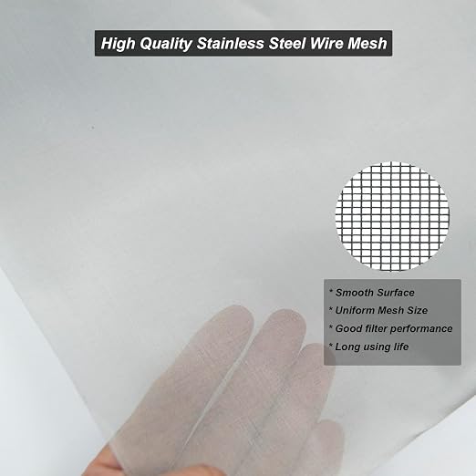 304 Stainless Steel Mesh 200Mesh, 15.7"x47.2" Metal Mesh Screen, Woven Fine - Image 3