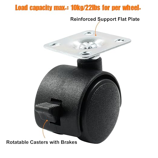 4pcs 1 Inch Swivel Caster Wheels, Heavy Duty Swivel Plate Casters Wheel - Image 4