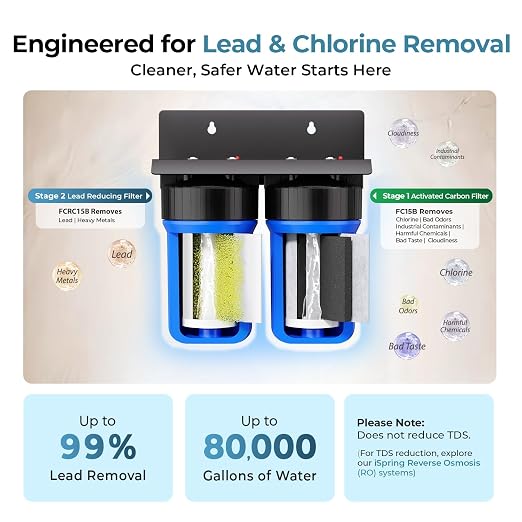 iSpring WGB21B-PB 2-Stage Whole House Water Filtration System w/ 10” x 4.5” - Image 3