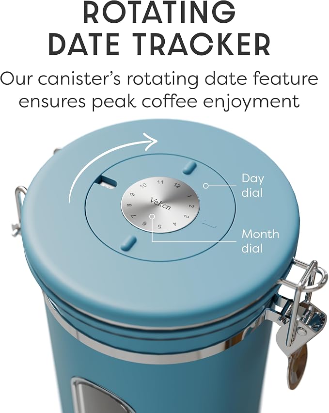 Veken Coffee Canister with Window, Airtight Stainless Steel Kitchen Food - Image 5