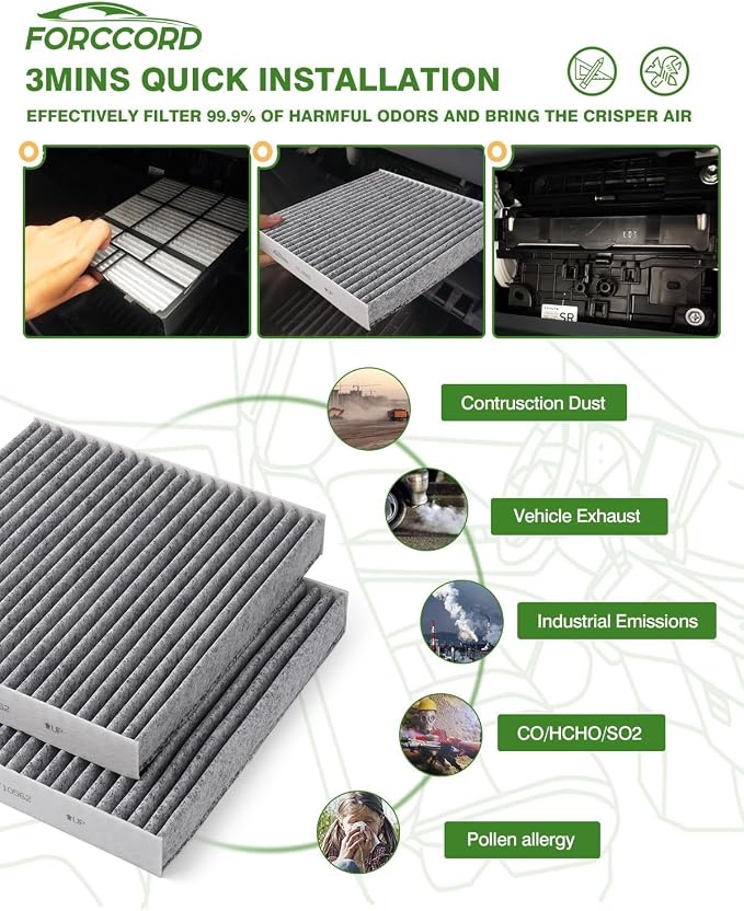 2-Pack Cabin Air Filter Fits for Tesla Model S 2016-2025 2026 Activated Carbon - Image 6