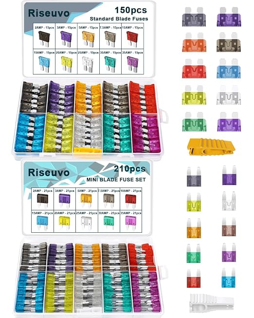 360pcs Car Blade Fuses Assortment Kit by Riseuvo