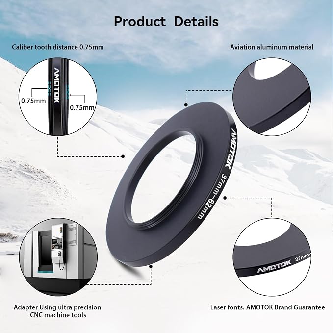 37mm Lens to 62mm Camera Lens Adapter, 37mm to 62mm Filter Step up Ring Adapter - Image 3