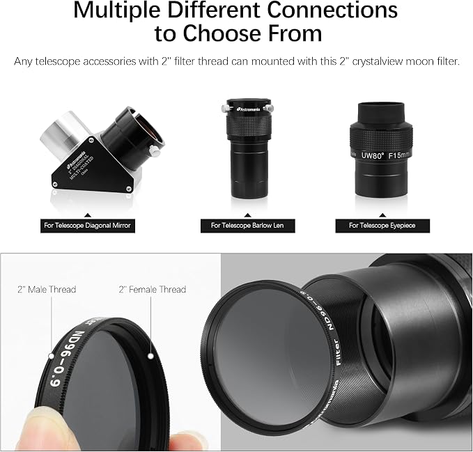 Astromania Telescope Moon Filter 2 inch, Neutral Density Telescope Filter - Image 4