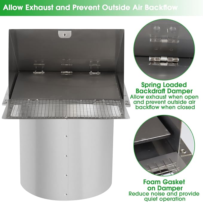 8 Inch Wall Vent, Hooded Wall Vent - Image 4