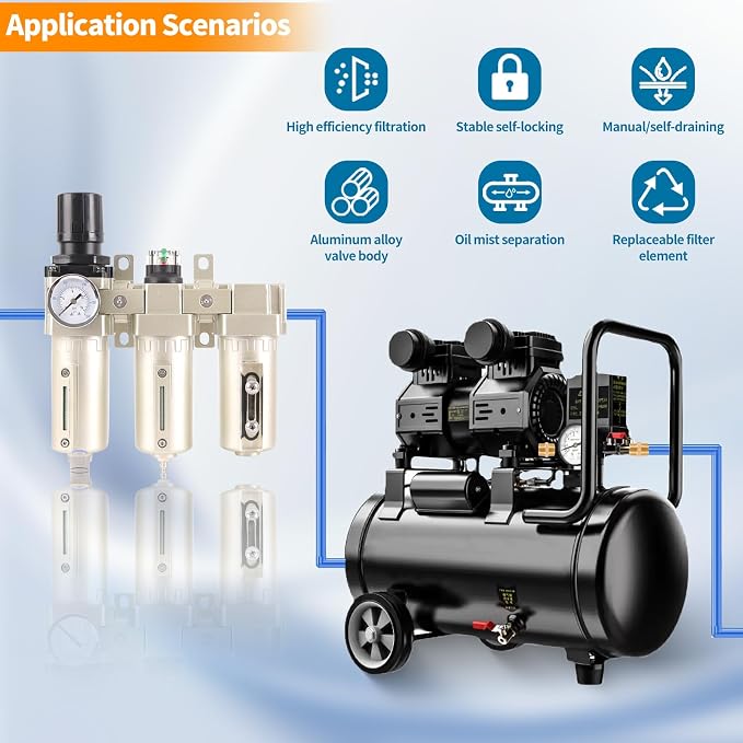 3/4" NPT Industrial Grade 3 Stage Air Compressor Drying System, 0-240 PSI - Image 3