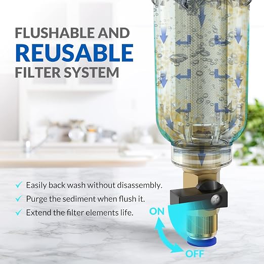 SimPure 40/200 Micron Spin Down Sediment Filter, Reusable Whole House Sediment - Image 5