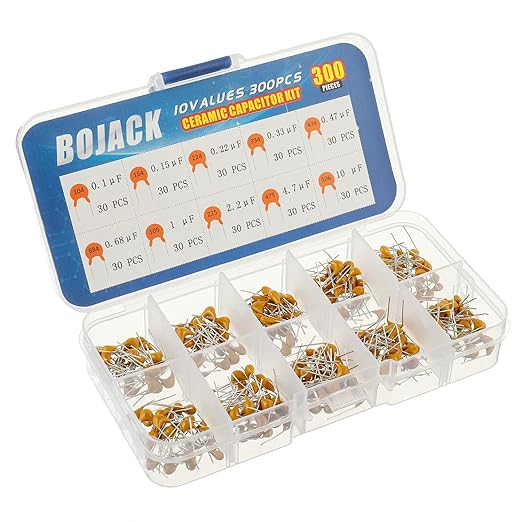 BOJACK 10 Values 300 Pcs Ceramic Capacitor 0.1 0.15 0.22 0.33 0.47 0.68 1 2.2 - Image 2