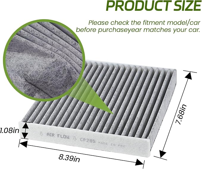 Cabin Air Filter with Activated Carbon, Car Fresh Breeze Air Filter Replacement - Image 2