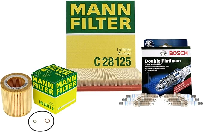 Mann Engine Air Oil Filters & 6 Newparts Premium Double Platinum Spark Plugs Kit by Unknown