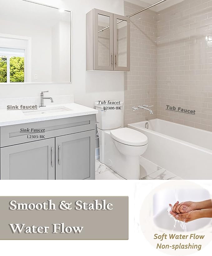 Wall Mount Tub Filler with Rough-in Valve, High Flow Brass Roman Tub Faucet 2 Handle Wall Mounted Bathtub Faucet 360° Swivel Spout, Brushed Nickel(B2306-BN)
