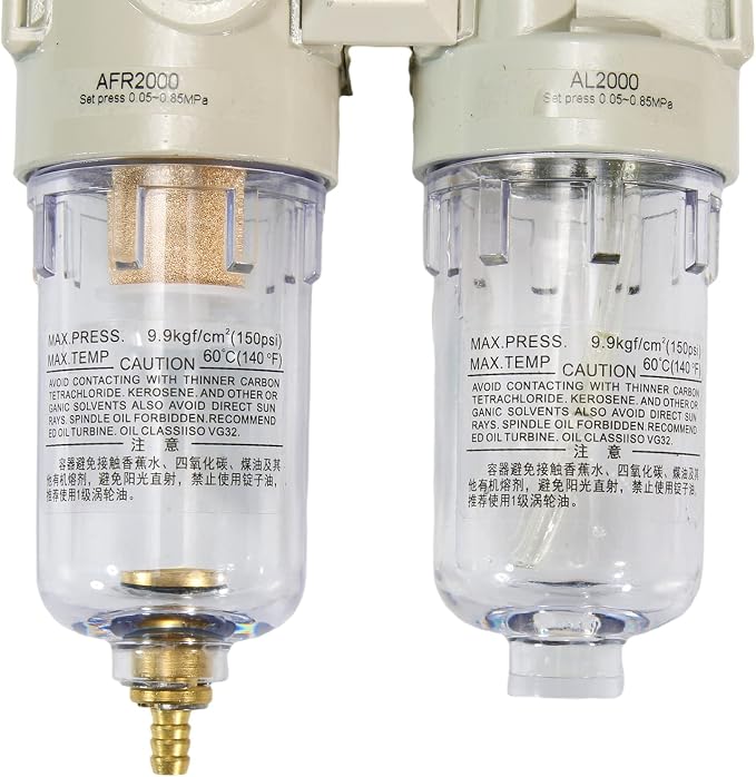 1/4" NPT Compressed Air Filter Regulator Lubricator Combo Pneumatic Air Dryer - Image 6