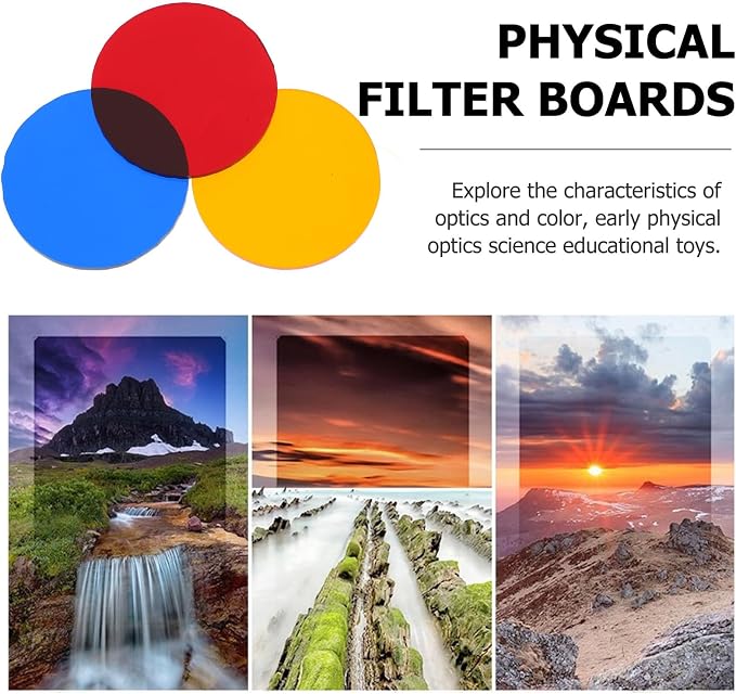 Educational Color Filter Boards 9 Pieces Circular Transparent Color Film Sheets - Image 2