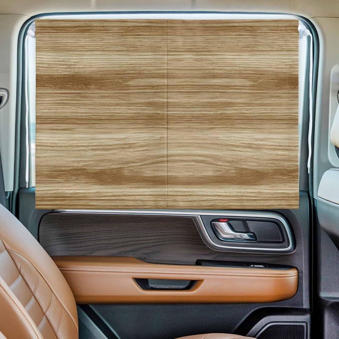 Light Brown Wood Grain Magnetic Double Layer Car Window Shades, Side Window - Image 2