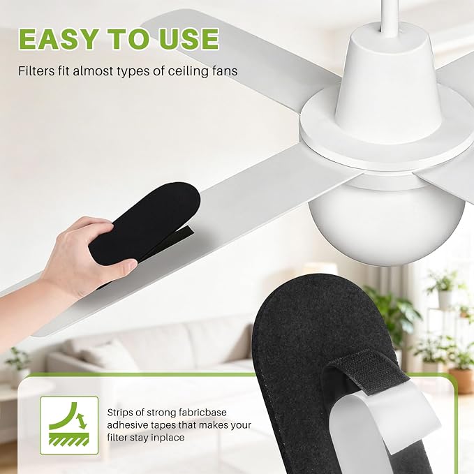 Fanluter 10 Pack Ceiling Fan Filters, Pet Fresh Fan Blade Air Purifier Pads - Image 5