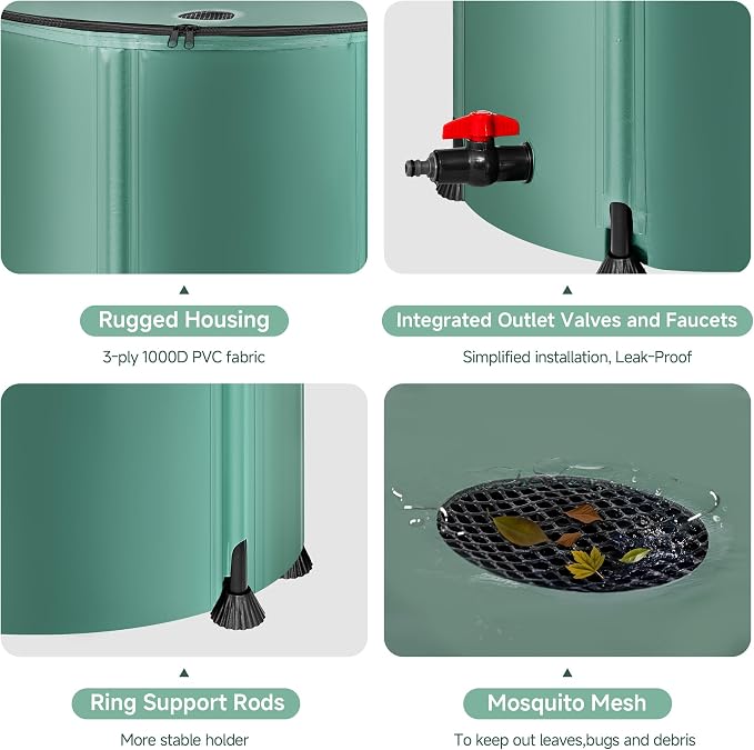 Collapsible Rain Barrel Water Storage Containers-100 Gallon Portable Rainwater - Image 2