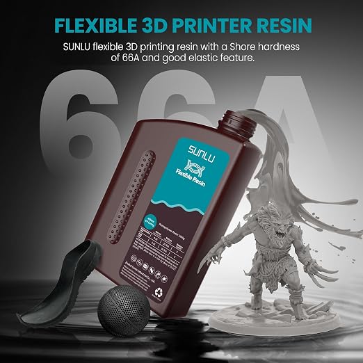 SUNLU Flexible 3D Printer Resin, 66A 3D Printing Resin - Image 2