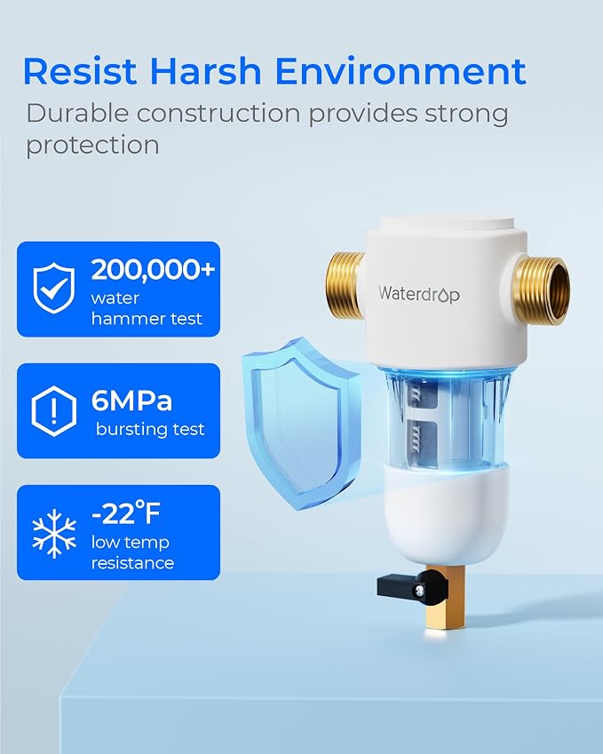 Waterdrop Spin Down Sediment Filter, Reusable Whole House Water Filter System - Image 8